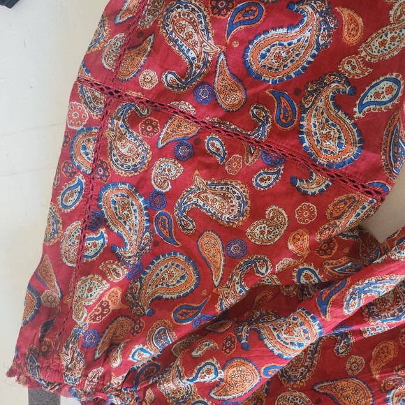Nwot freePeople Sundown Rust Red Paisley Print Off-the-Shoulder Bodysuit sz-M - Picture 6 of 9
